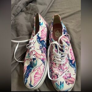 White and floral vans